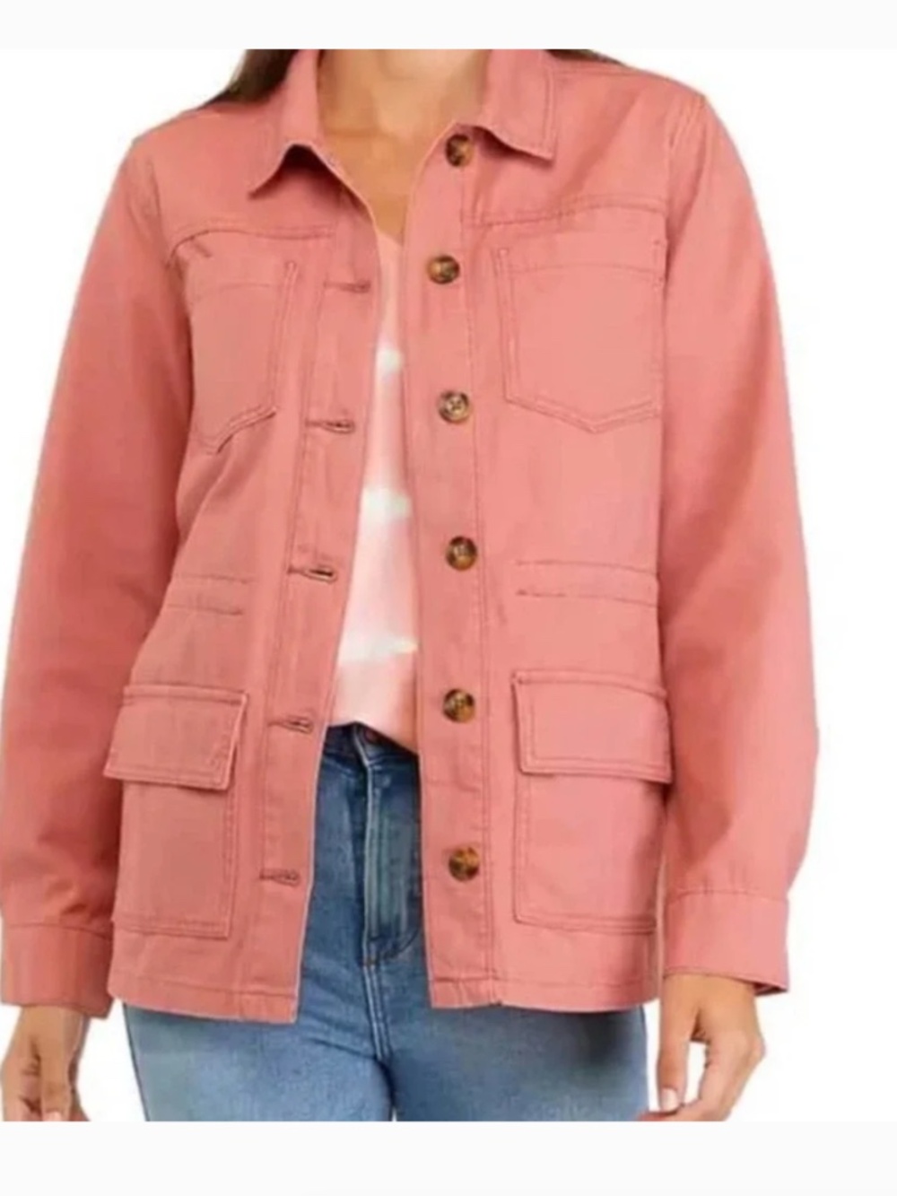 Anthropologie Sanctuary Utility Chore Jacket Shacket Terracotta Blush Size Large